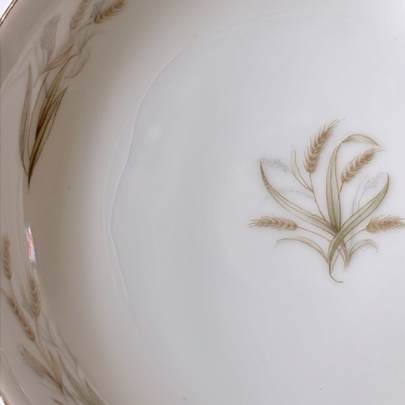 Mid-Century Fine China Porcelain Soup Bowls Japan Wheat Pattern 9046 Tan Golden - Picture 10 of 11